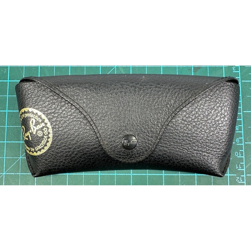 Ray-Ban Black Pebbled Leather Sunglasses Case Snap Close Luxottica Eyewear Case
